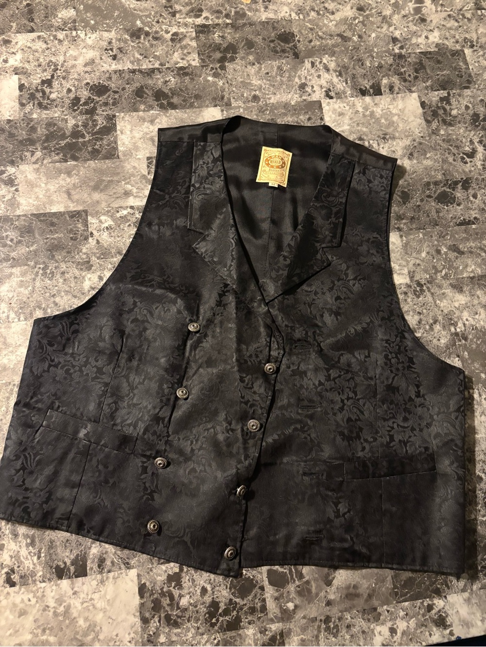 Men's Black Floral Jacquard Dress Vest